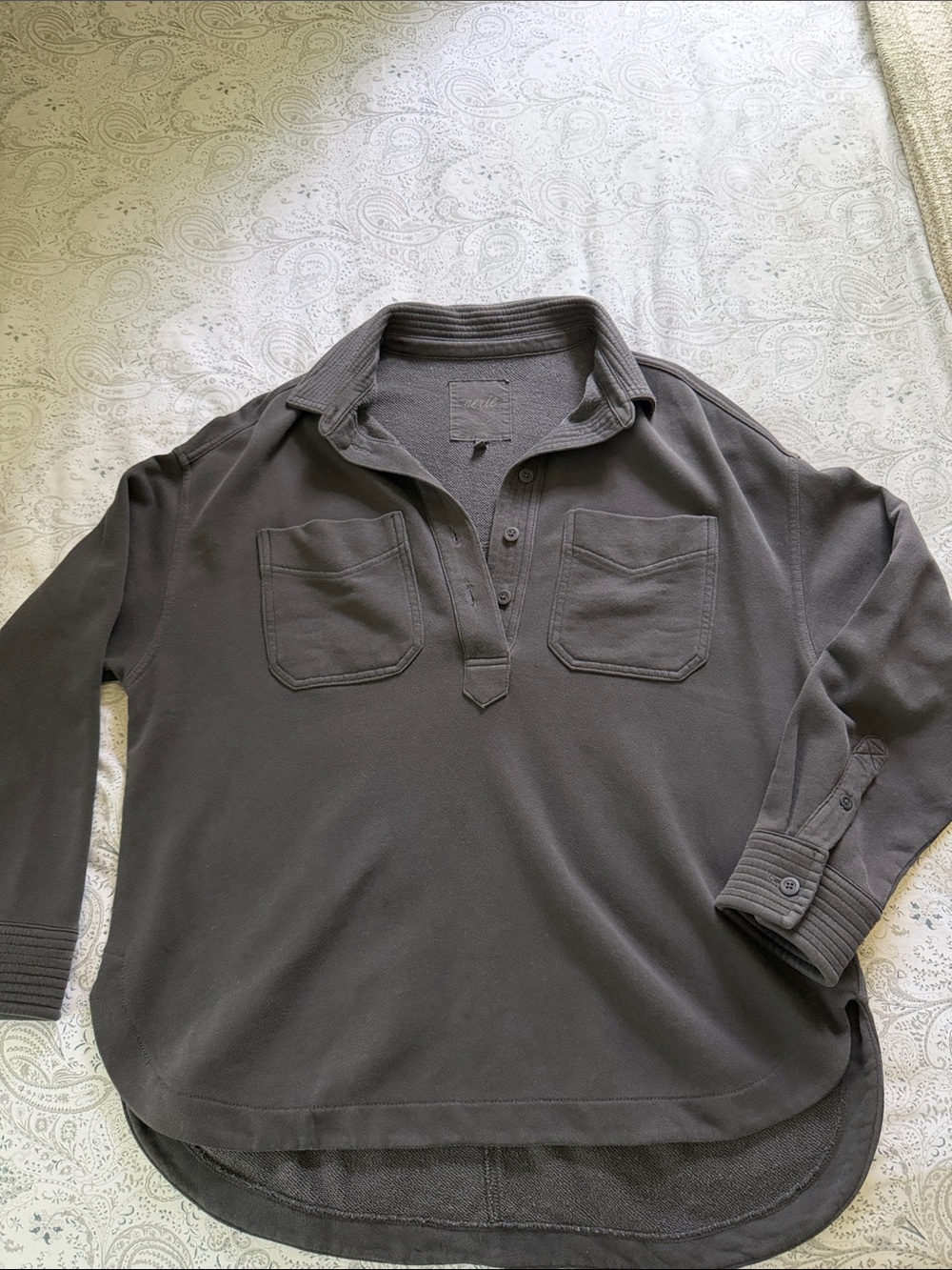 Aerie oversized 1/4 button shirt (charcoal color)